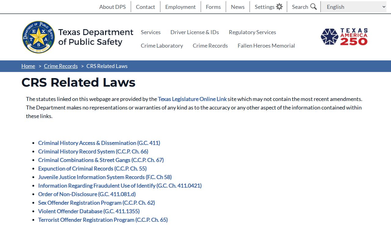 Official Texas criminal record laws relevant to Runnels County court case access