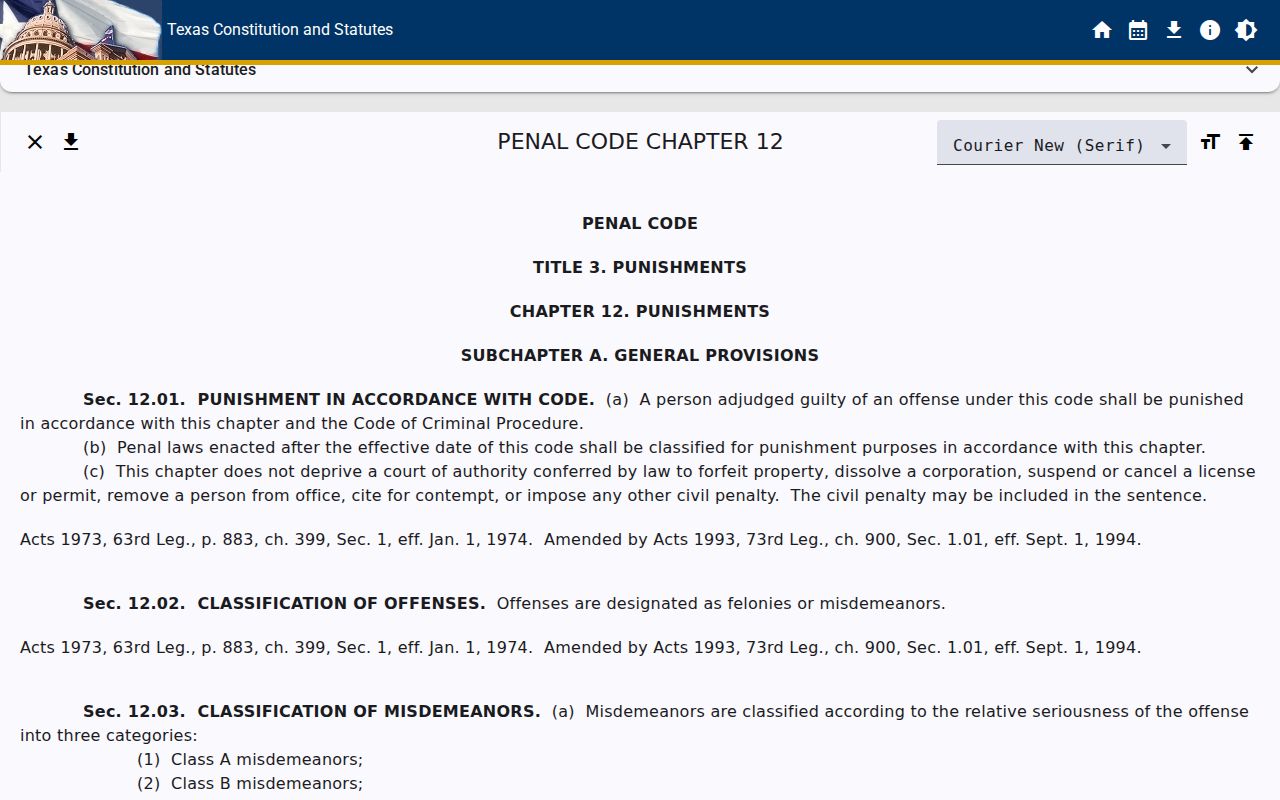 Texas offense classes for Ballinger criminal court records