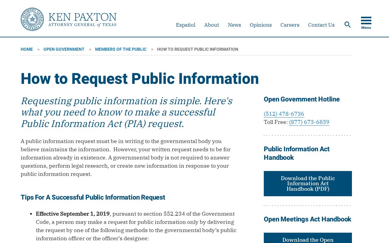 Official public information request instructions for Ballinger criminal records