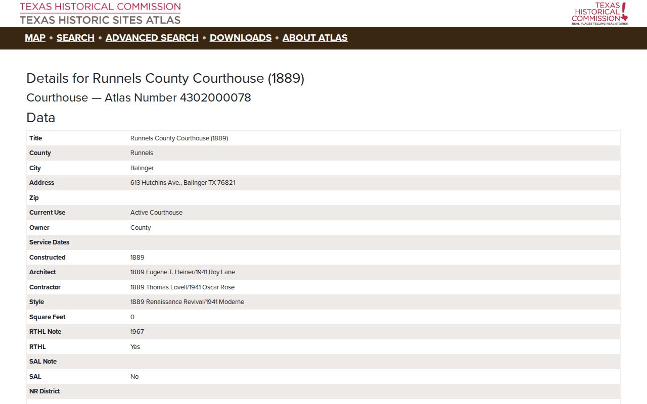 Runnels County criminal records courthouse source for Miles cases routed to Ballinger