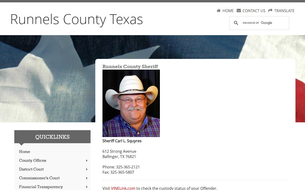 Runnels County criminal history sheriff jail records gateway