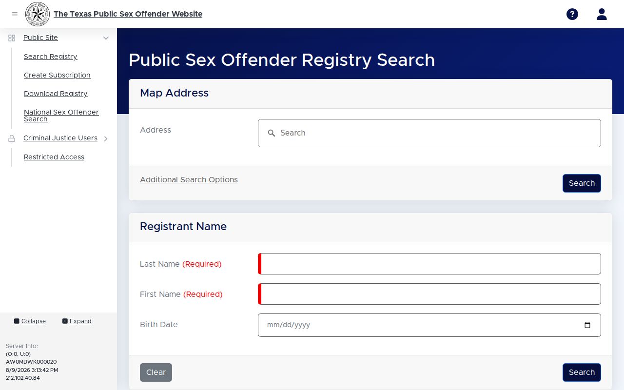 Runnels County criminal records Texas sex offender registry search